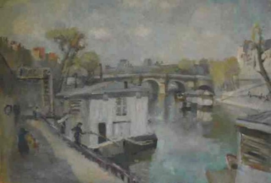 Quai de Seine. Paris. 1933. Huile sur toile.54 X 81 cm. Coll. particulire